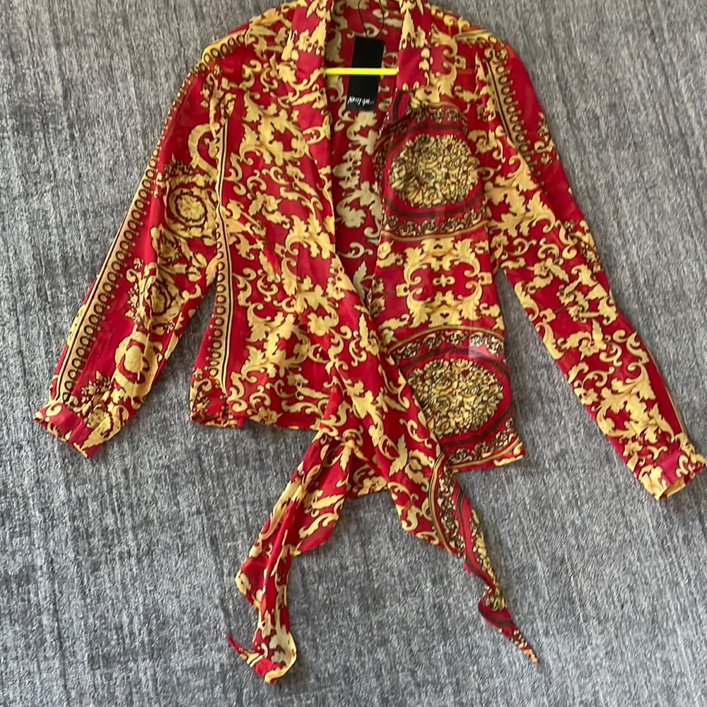 Sheer baroque print top
